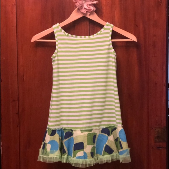 Hype Girls Green & White Striped Sleeveless Dress - Picture 2 of 4